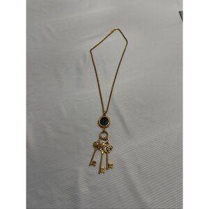 Joan Rivers Vintage Gold Tone Key & Intaglio Statement Necklace Signed